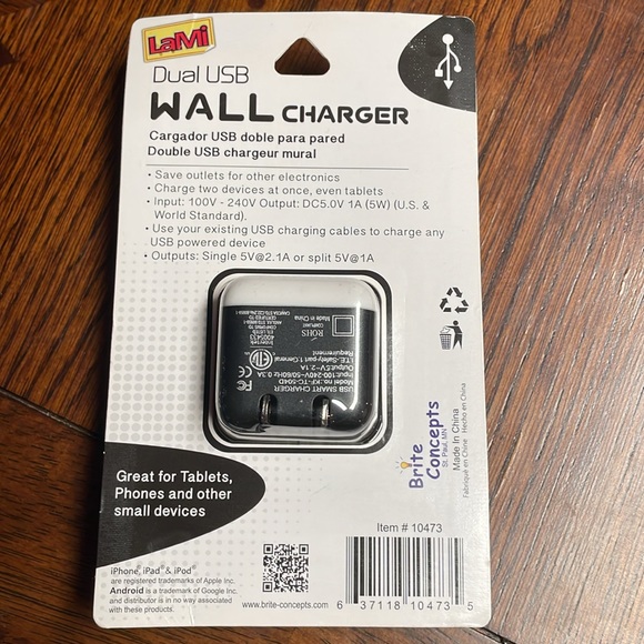 New Intertek Dual USB Wall Charger 2.1 Amp Android iPod iPhone iPad White - Picture 2 of 6